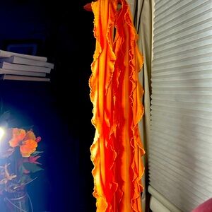 Beautiful orange scarf with soft ruffles